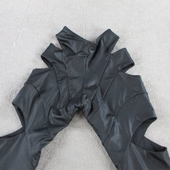 Lips + Honey Flare Pants Womens XS Bia Cut Out Faux Leather Black Slit Hem - Picture 5 of 10